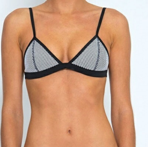 Triangl Black and White Mesh Bikini Top